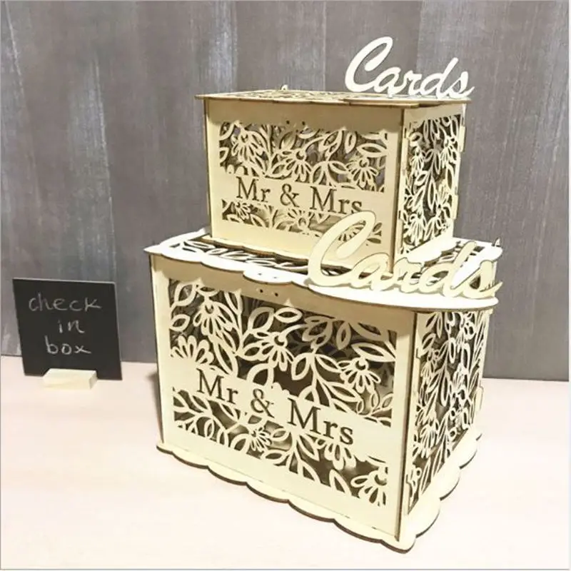 DIY коробка для свадебных подарочных карт деревянная копилка с замком красивые свадебные украшения принадлежности для дня рождения подарок