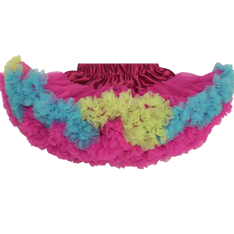 2017 Kids Rainbow Candy Floral Silk Ballet Skirts Baby Girl Tutu Skirt