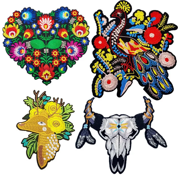 

GUGUTREE embroidery big love heart flower bird deer cow patches cartoon patches badges applique patches for clothing FD-38