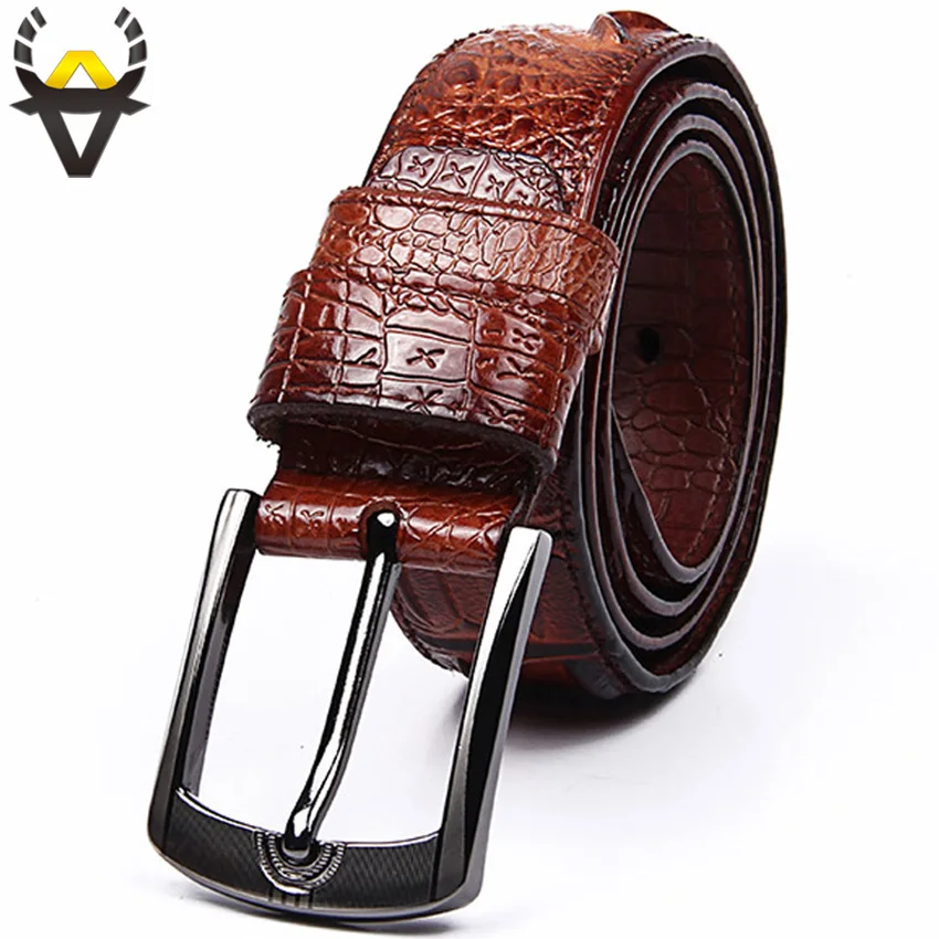 

Fashion Genuine leather belts for men Wide Luxury Designer crocodile Pin buckle man belt High quality cowskin strap for Jeans
