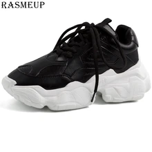 RASMEUP Plus Size Women Chunky Street Sneakers Knit Women Platform Increased Shoes 2019 Breath Woman Trainers Lady Footwear