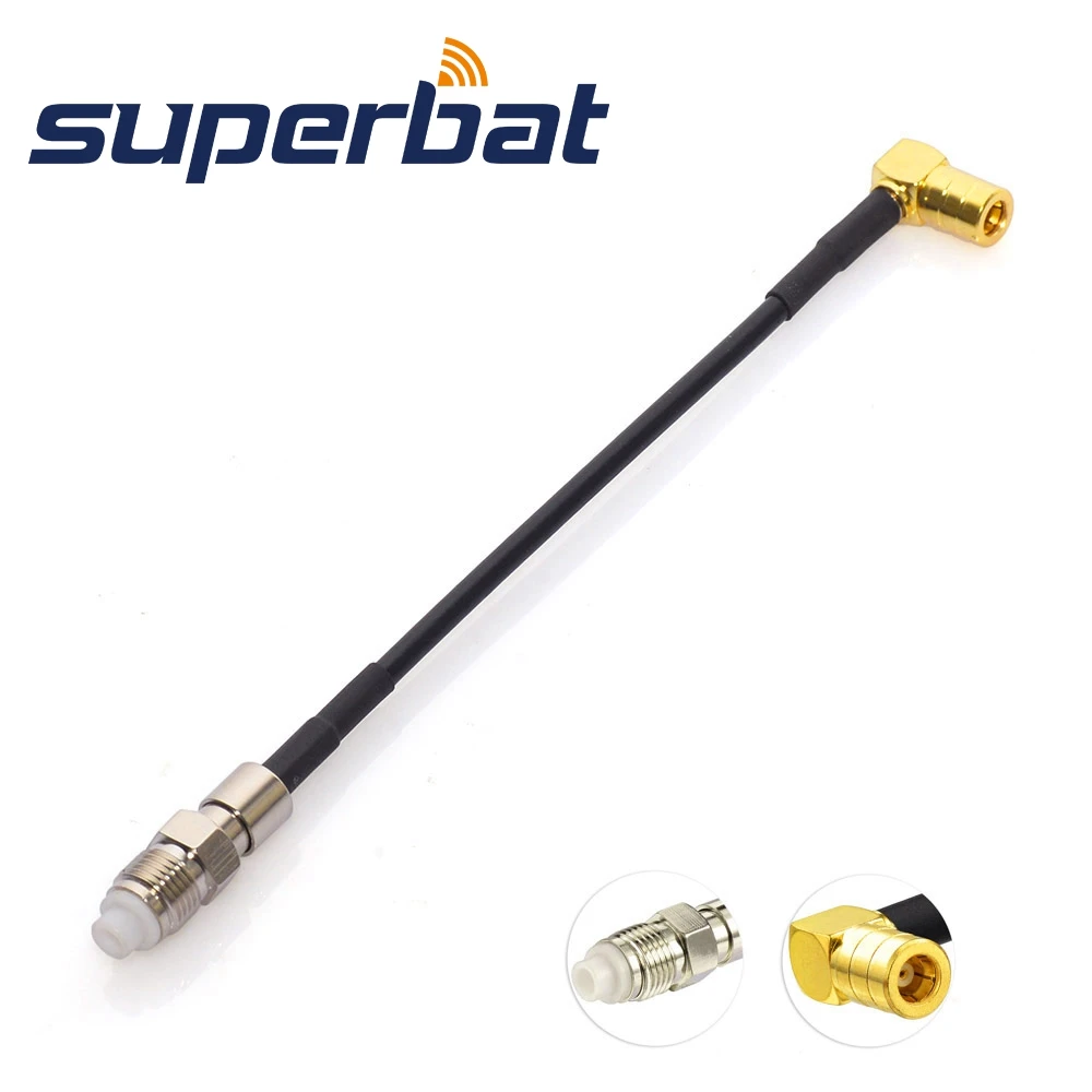 Superbat DAB/DAB+ Car Radio Aerial FME Male to SMB Female Adapter 10cm RG174 Right Angle Cable for Sony DAB