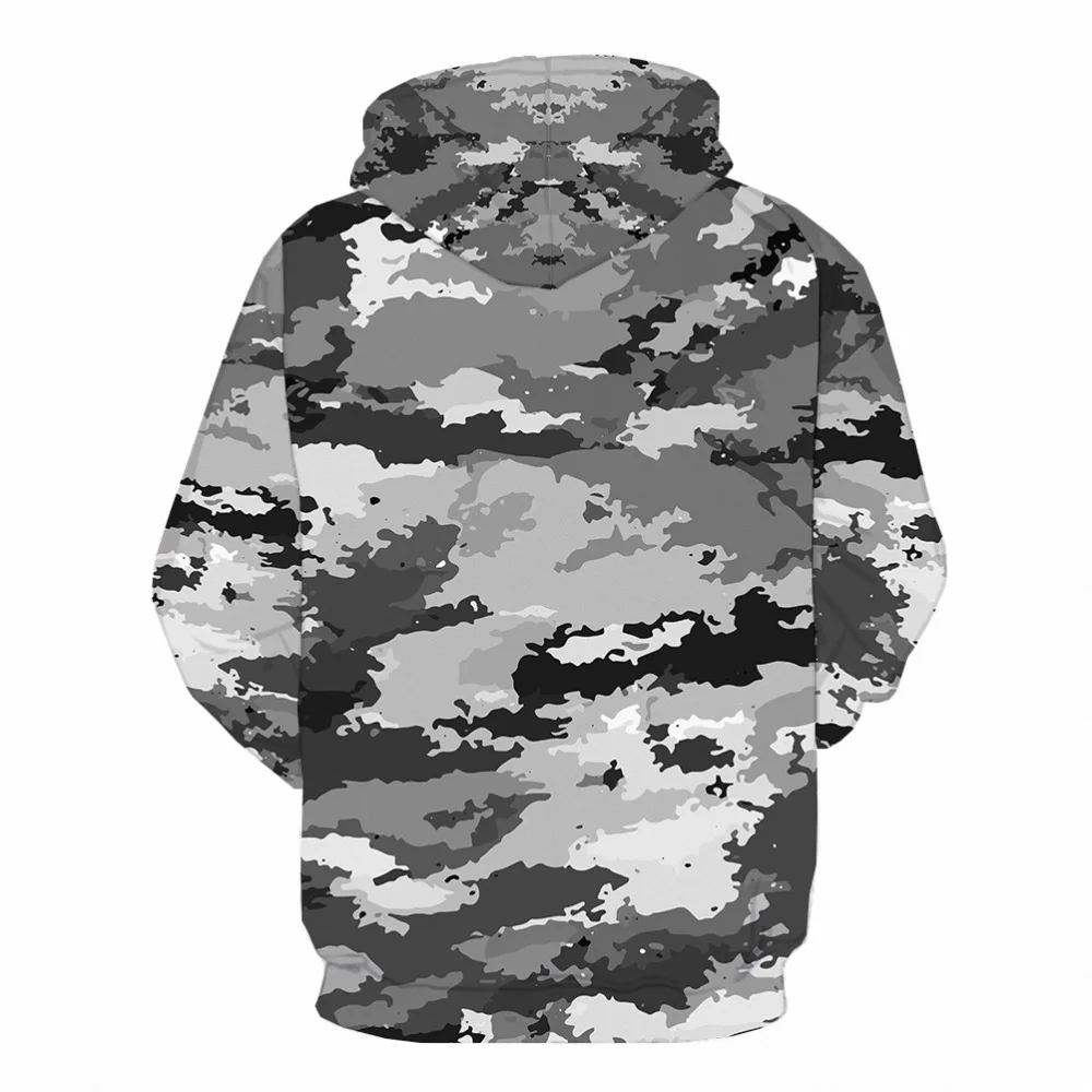 KYKU Camouflage Hoodie Men Streetwear Gray Camo 3d Hoodies Anime Print Sweatshirt Hooded Military V