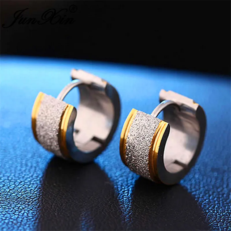 Buy JUNXIN Male Titanium Steel Hoop Earrings For Men