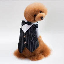 Свадебные платья для домашних собак, вечерние стильные костюмы в полоску, Официальный галстук-бабочка, одежда для джентльмена, куртка с ласточковым хвостом, мужской деловой костюм