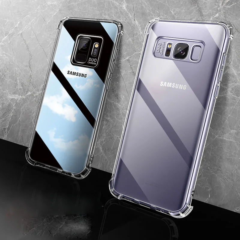 Противоударный прозрачный TPU силиконовый блестящий чехол для samsung Galaxy S10 M10 M20 M30 A20 A30 A40 A50 A70 J4 J6 J8 A6 A8 Plus Note 8 9 A9 A7 крышка