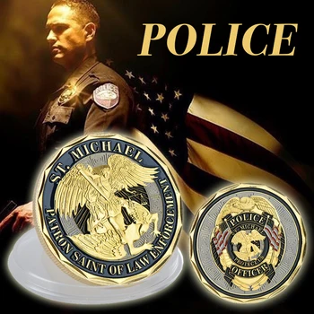 

WR St.Michael Polica Office Coins Collectibles Patron Sain of Law Enforcement Police Office Coins Replica for Christmas Gift2018