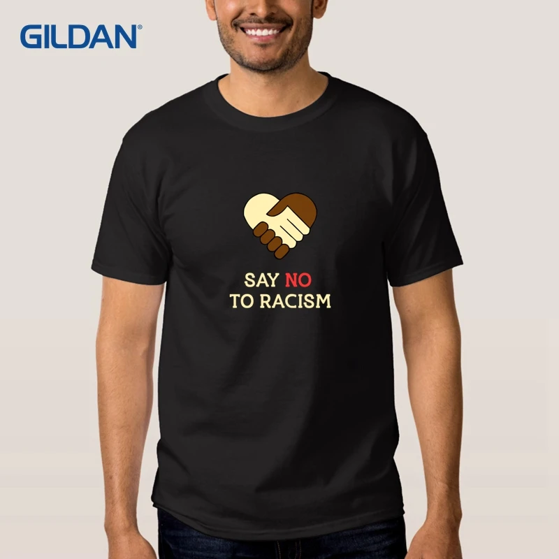 Wholesale Custom T Shirts 2018 Dark Blue Shirt Mens Say No To Racism Tee | Мужская одежда