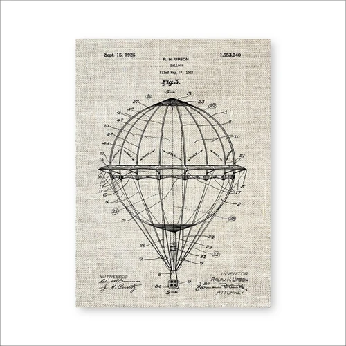 Горячий воздушный шар патент принты авиация художественное произведение на стену художественные Плакаты Декор комнаты винтажный чертеж Холст Картина Подарок Идея - Цвет: PH3894