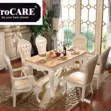 Французский дизайн мебель для столовой мраморный стол деревянная резьба наборы обеденных столов