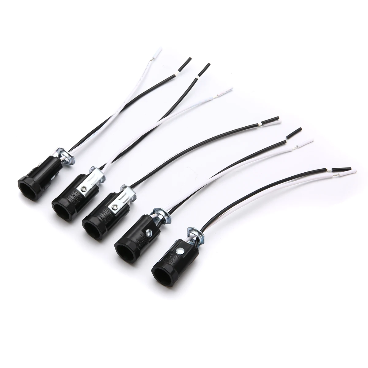 5Pcs E12 Lamp Holder Converter Adapter Candelabra Base Light Sockets Keyless 6'' Wire Leads For LED Bulbs Accessories