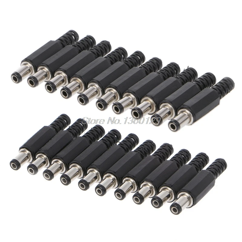 

OOTDTY 10 Pcs 5.5x2.5mm 5.5x2.1mm Male DC In-Line Plug Socket Jack Connector Adapter Plastic Cover Oct23 Dropship