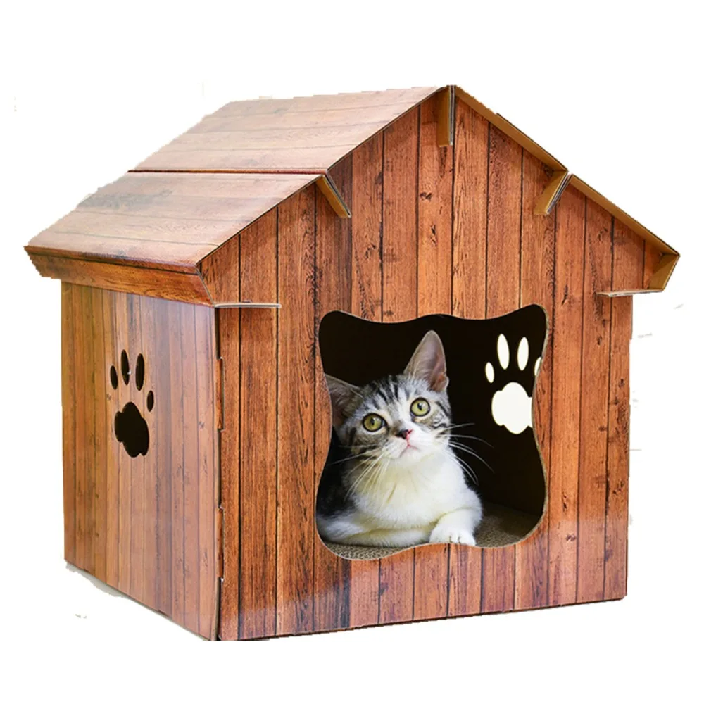 Cat Corrugated Paper Play House Simulation Wood Condos Cats Mat Scratch Board Cat Bed Shelter Cat Litter Pet Furniture Supply Furniture Scratchers Aliexpress