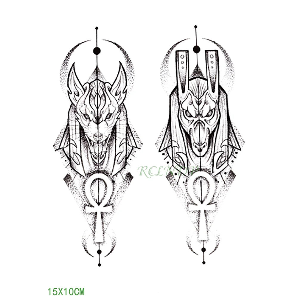 Водонепроницаемый временная татуировка наклейка протектор древнего египетского тотема Анубиса поддельные тату флэш-тату для мужчин женщин девушек