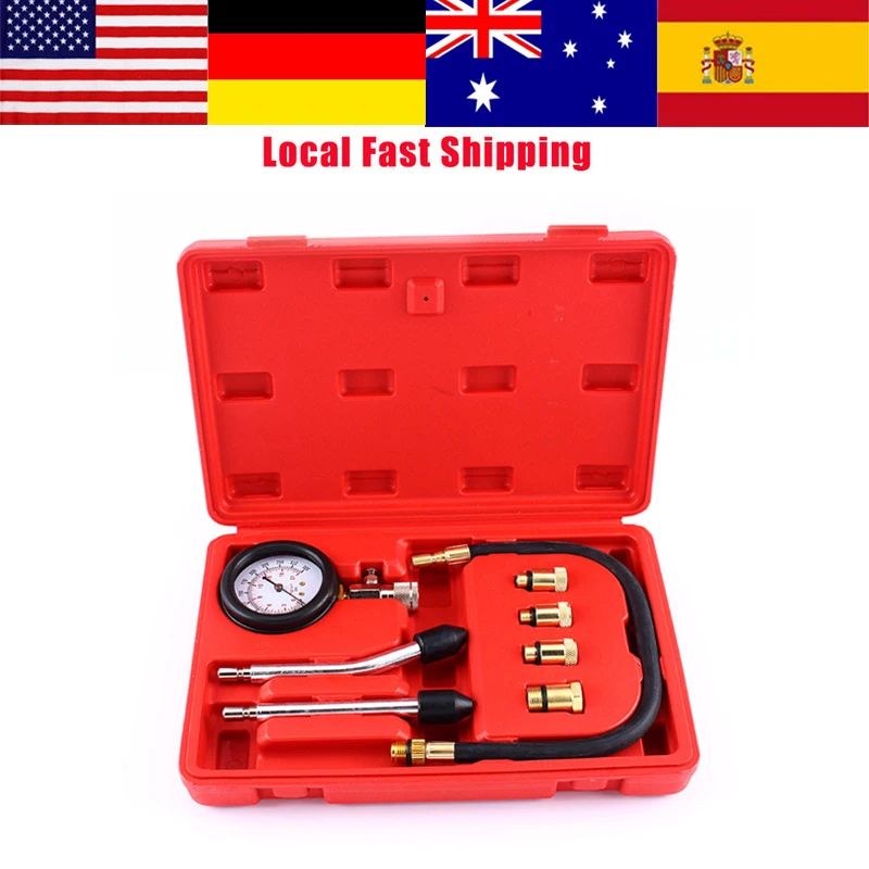 1Set Air Pressure Gauge Manometer Petrol Engine Compression Tester Test