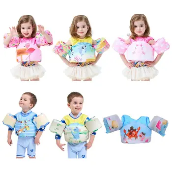 

Toddler Baby Cute Cartoon Flamingo Animal Print Swim Floats Buoyancy Vest Life Jackets Adjustable Safety Trainer With Arm Wings