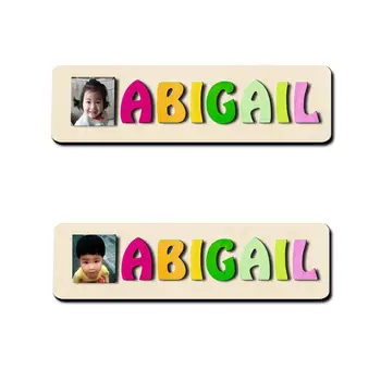 

Personalized Name Puzzle with Photo Custom Baby Name Wood Photo Gift Name Puzzle Busy Board Baptism Gift Nursery Decoration