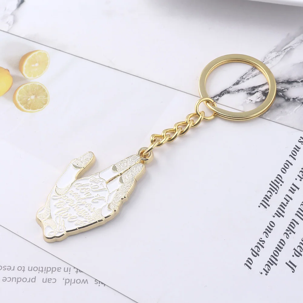 Alita Battle Angel Golden Hand KeyChain Metal Pendant Keyrings Gift