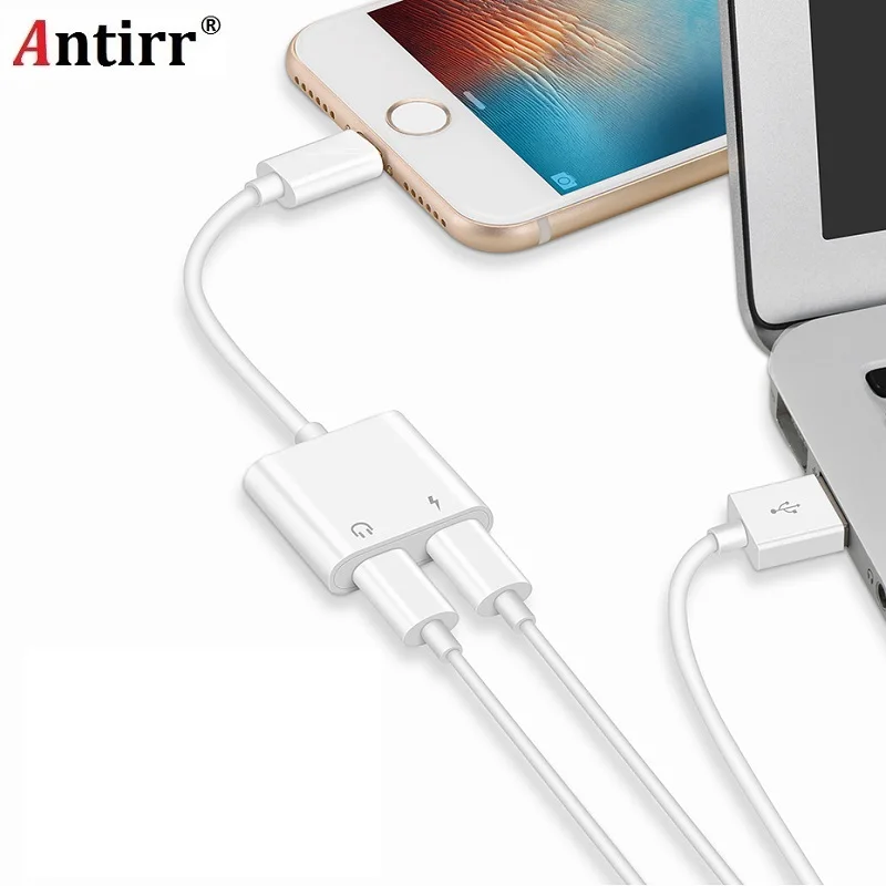 Koop Dubbele Jack Audio Adapter voor iPhone 7 8 X Suppore iOS 11 Opladen Muziek of Bel Voor Hoofdtelefoon audio Adapter Converter