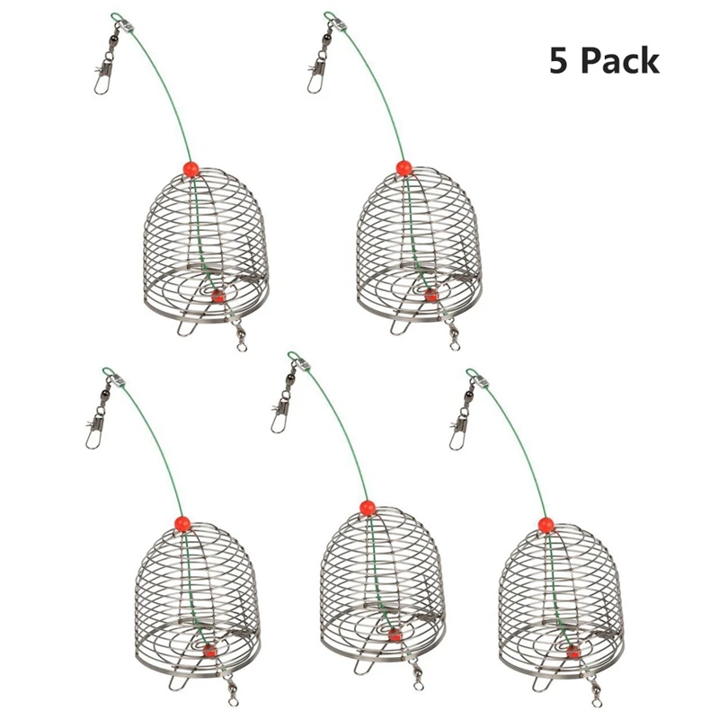 

5 PCS Fishing Bait Trap Cage Feeder Basket Lures Bait Fishing Accessories .