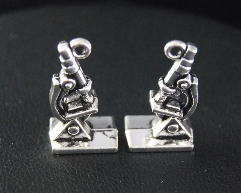 

15Pcs Antique Sliver Biological Microscope Charm Jewellery Pendant For Bracelet Necklace 21x11Mm A2124