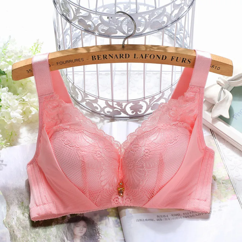 Hot wide shoulder strap thin underwear small bra plus size  adjustable lace Women's bra breast cover B cup Large size Lace