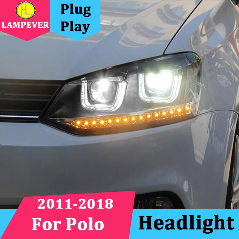 Автомобильные фары для VW Polo 2011-2018 GTI СВЕТОДИОДНЫЙ монитор измеряет динамическое