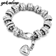 Gokadima полированный браслет из нержавеющей стали 316L в форме сердца для женщин и мужчин новые модные ювелирные изделия WB008