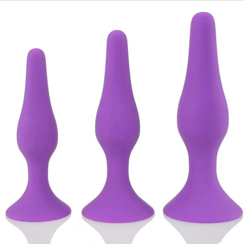 3PCS lot Silicone Anal Plug with Suction Cup Anal Trainer Set Buttplug Adult Sex Toy for