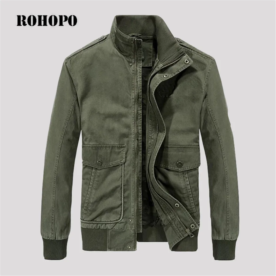

ROHOPO 100% Cotton thickness autumn bomber jacket men 2018,camouflage inner military cargo jacket,army working fight jacket