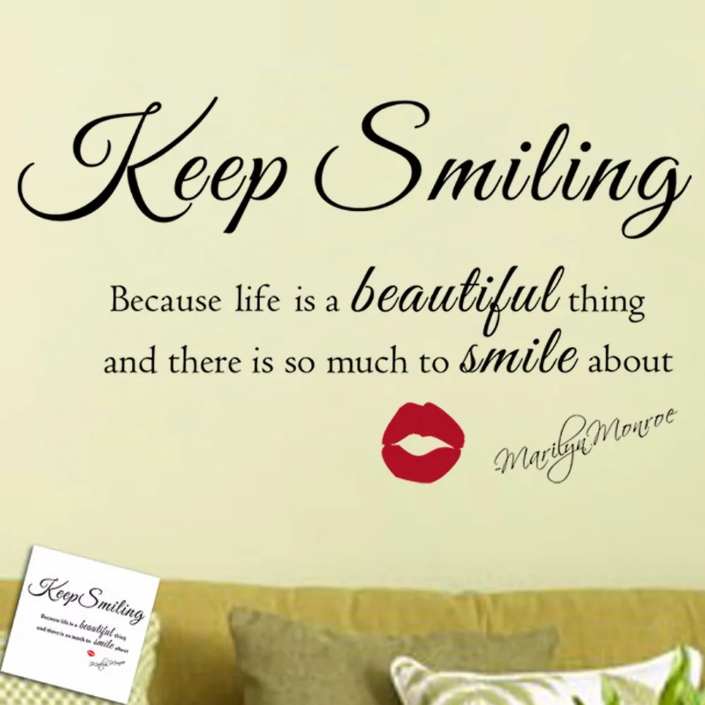 Marilyn Monroe Keep Smiling Quote Vinyl Wall Art Sticker Inspirational marilyn-monroe-keep-smiling-quote-vinyl-wall-art-sticker-inspirational