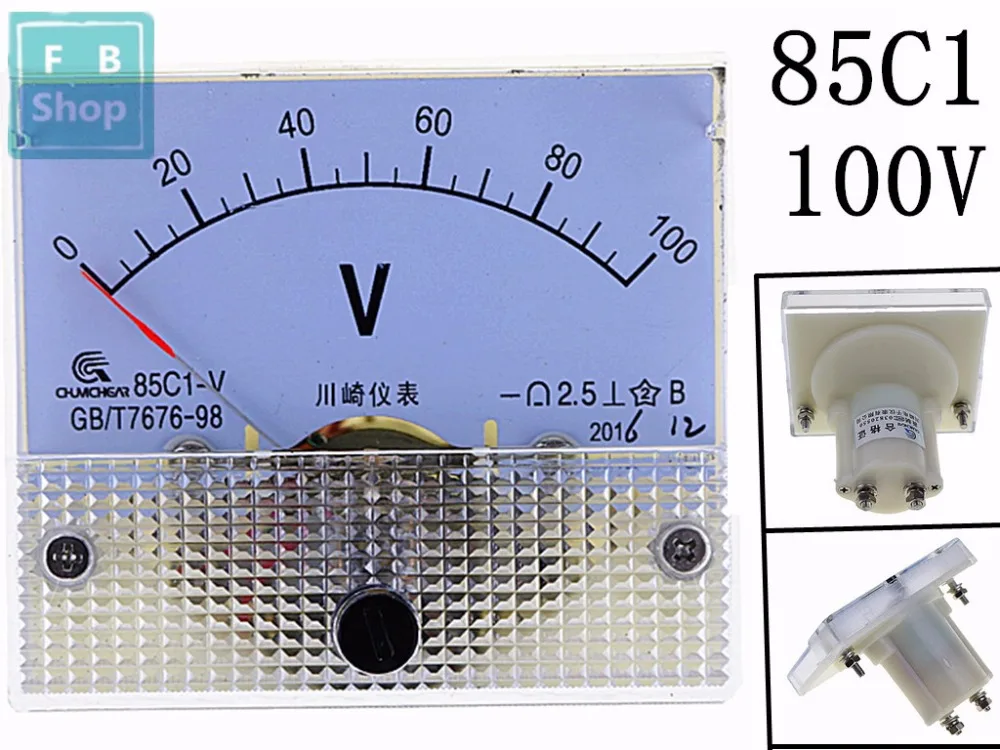 0-100V AC Volt anal/ógica Aguja panel de volt/ímetro ClearBlack
