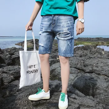 

Korean Fashion Men's Denim Shorts Summer New Youthful Five Points Jeans Casual Wild Shorts Male