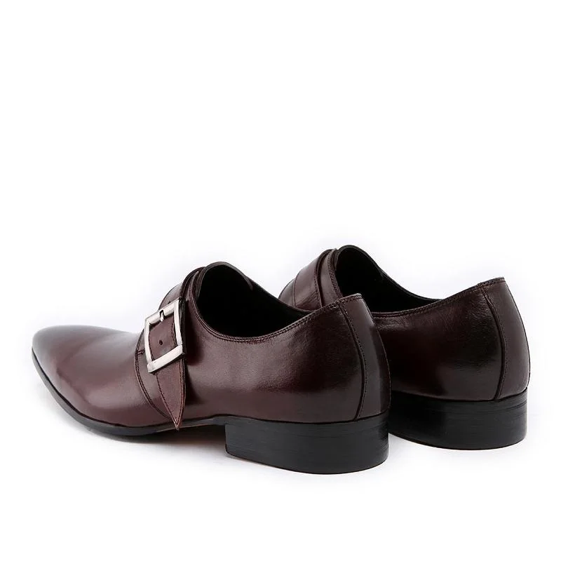 Escritório Sapatos wine Couro Verão Vestido Red Black Genuíno Casamento Preto Apontado Dos Homens Apartamentos Dedo 2018 Mycolen Mens Marca Moda Fivela De RxwqCPU