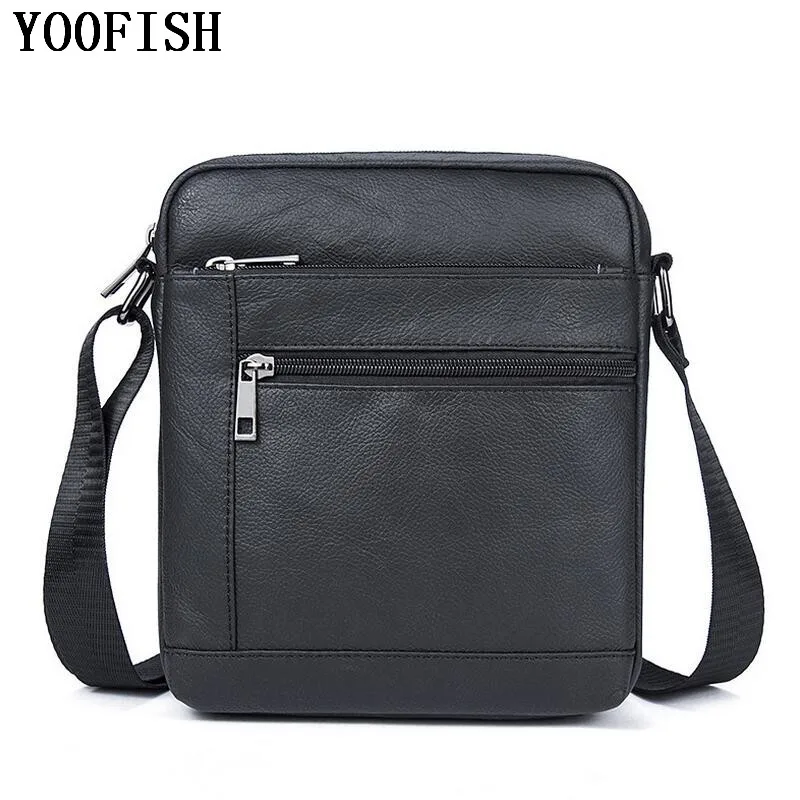 

YOOFISH Genuine Leather men bags male cowhide bag Shoulder Crossbody bags Handbags Messenger small men Leather bag LJ-840