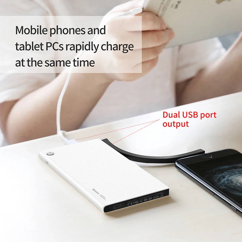 Baseus 10000mAh Dual USB LCD Power Bank For iPhone X 8 7 6 Portable Powerbank Mobile Phone External Battery Charger Poverbank