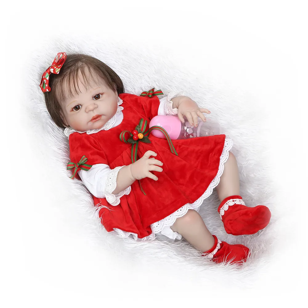 

NPK baby girl reborn full silicone reborn baby toy dolls xmas gift 23" soft bebe alive reborn bonecas brinquedo menina