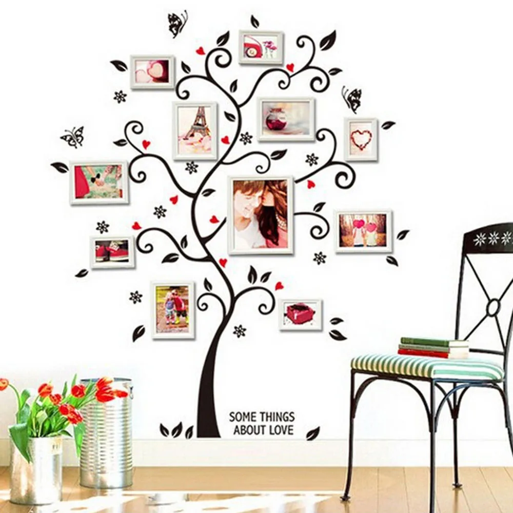 

1PC Frame Tree Wall Art Decal Sticker Removable PVC wall Stickers Home Decor For Bedroom Living Room Decorative