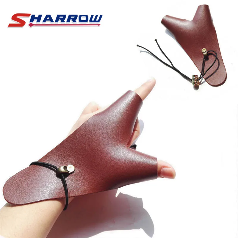 

1 Piece Archery Finger Guard Protect Finger Protection Tool Leather Left Hand Protection Brown Archery Accessory
