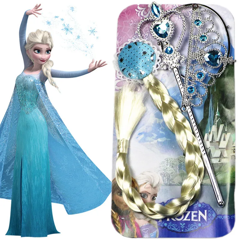 3 Pcs Disney Toys Frozen Princess Anna Elsa Braid Wigs Birthday Gifts Headdress Party Supplies Kids Christmas Toys for Children