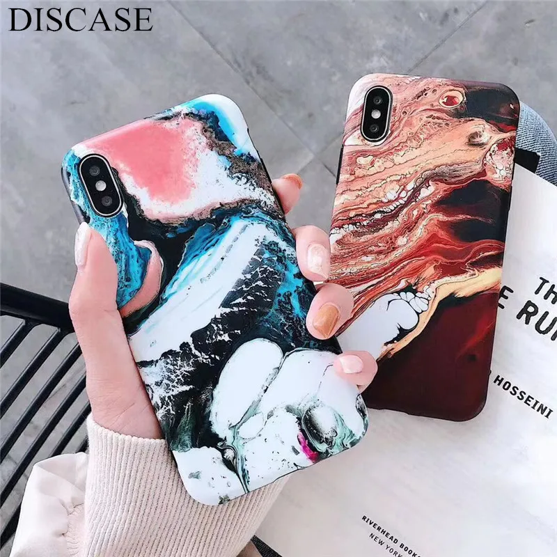 DISCASE IMD матовый мраморный чехол для телефона iphone 8 7 6 6s plus XS MAX XR X Чехол Мягкий ретро