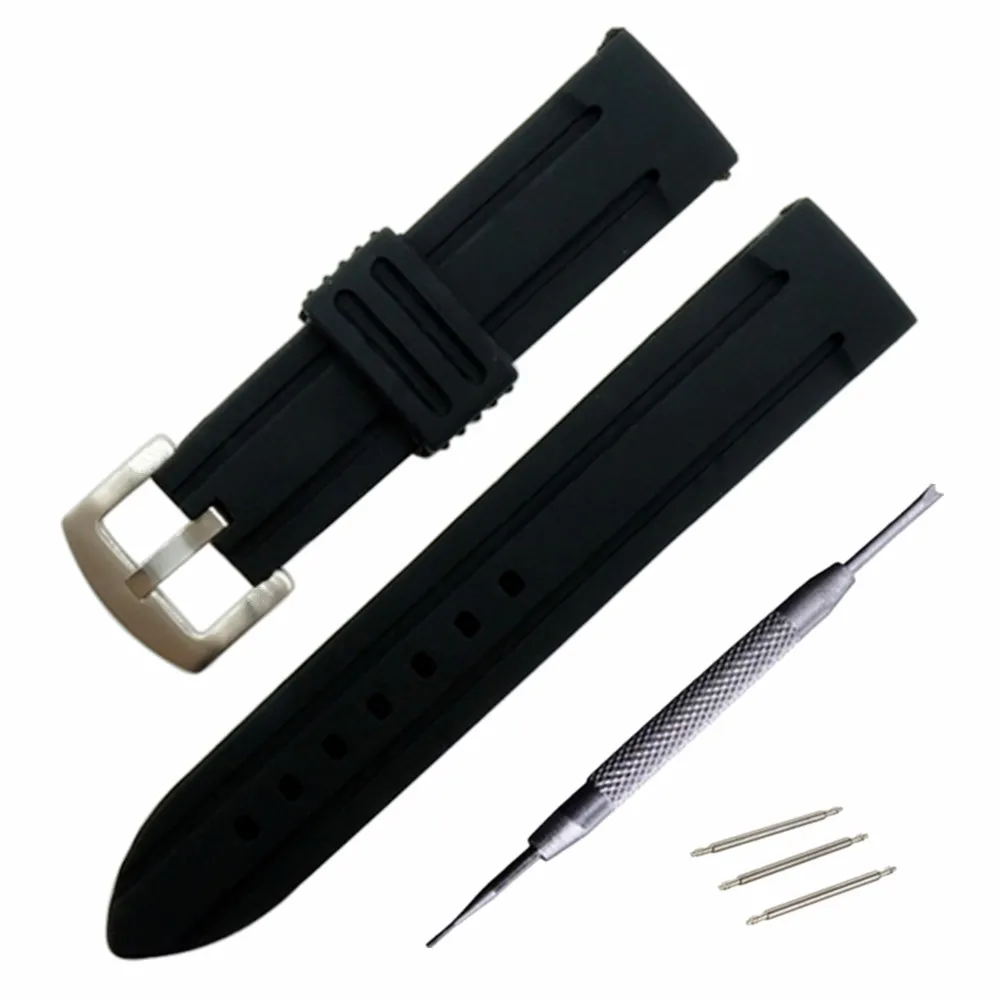 

26mm 28mm Rubber Red Line / White Line Watch Band Strap Belt Clasp For Seven Friday Watchband Replace And Tool