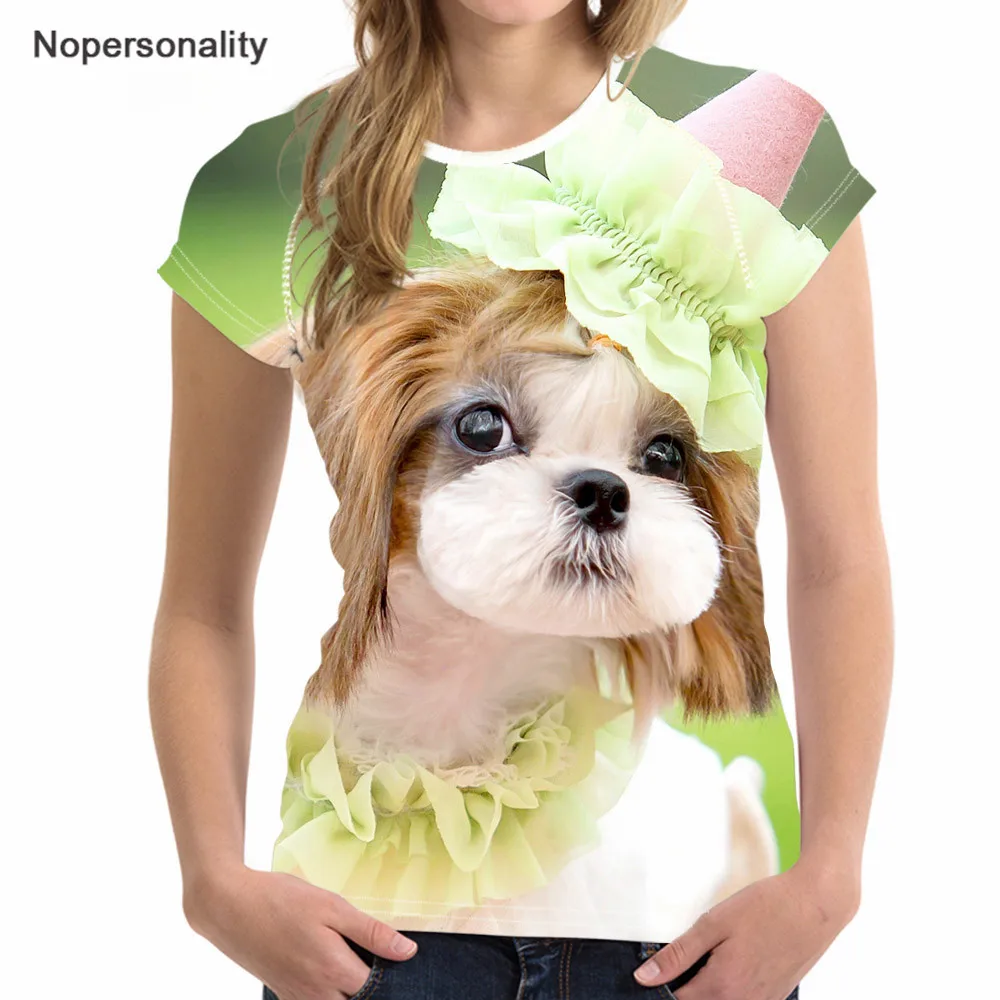 Nopersonality Women Kawaii T Shirt Maltese Dog Prints Female's Top Tees