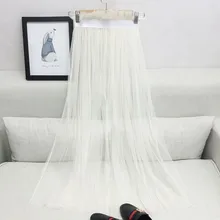 Юбка в сеточку для девочек, летние Для женщин сексуальный кружевной тонкой шёлковой сеткой для Повседневное сетчатая юбка с дырками элегантные черный, белый цвет длинная юбка jupe D51