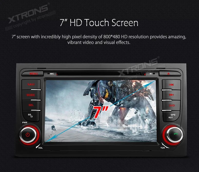 XTRONS 7 дюймов HD сенсорный экран 2 DIN Автомобильный dvd-плеер gps навигация радио для Audi A4 S4 RS4 2002 2003 2004 2005 2006 2007 2008