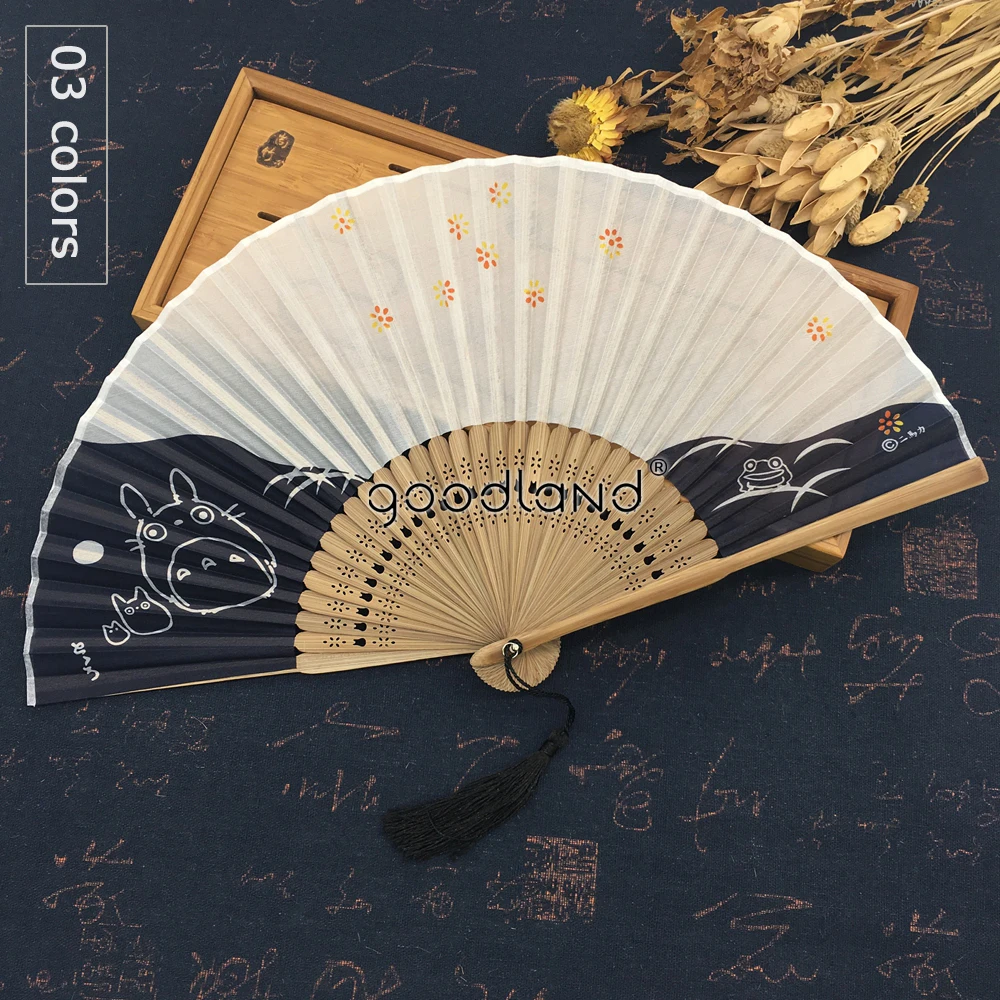 

free shipping 1pcs top quality japanese toroto silk fabric bamboo folding hand fan gift for lovers