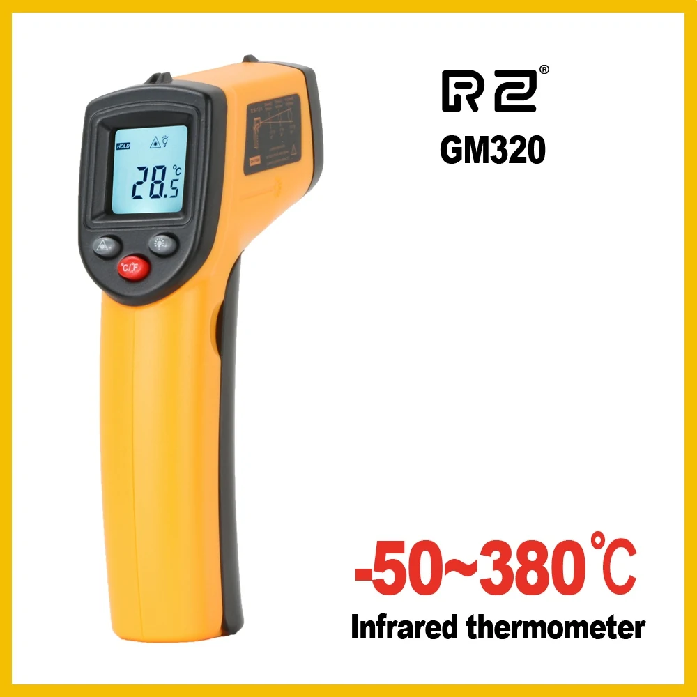 RZ ИК инфракрасный термометр, тепловизор, портативный цифровой электронный автомобильный температурный гигрометр, 380 градусов, промышленный - Цвет: 380 degree