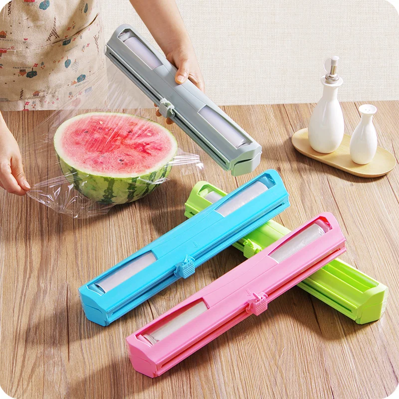 

Kitchen Creative Tool Plastic Food Wrap Cling Film Dispenser Aluminum Foil Wax Paper Cutter Cutting Box 4 Colors