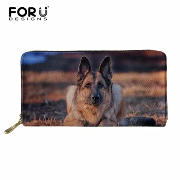 

FORUDESIGNS German Shepherd Dog Print Long Wallet Men PU Leather Card Holder Boys Lovely Zipper Coin Purse Male Clutch 2018