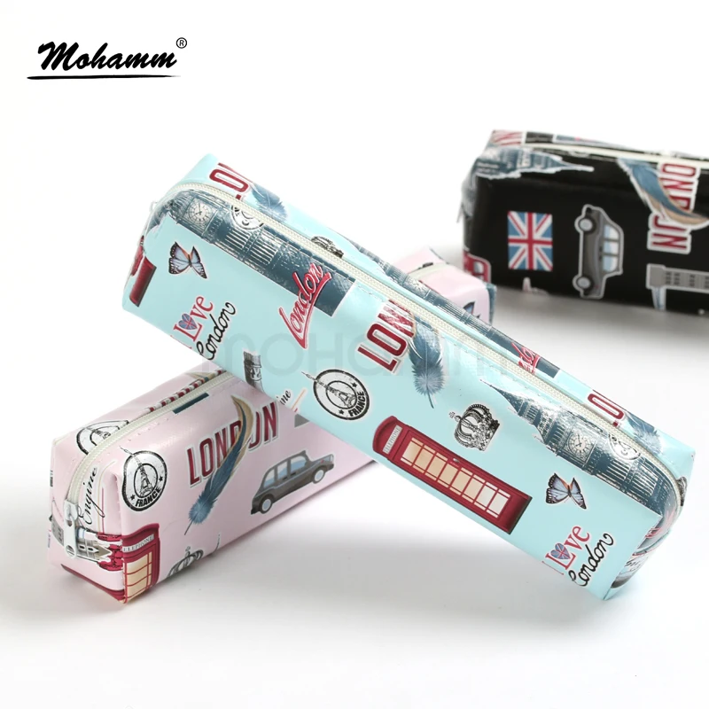 

Eiffel Tower London Portable PU Leather Make Up Pencil Bag Holder Pouches Stationary For Kids Teen Girls Boys 6 Colors